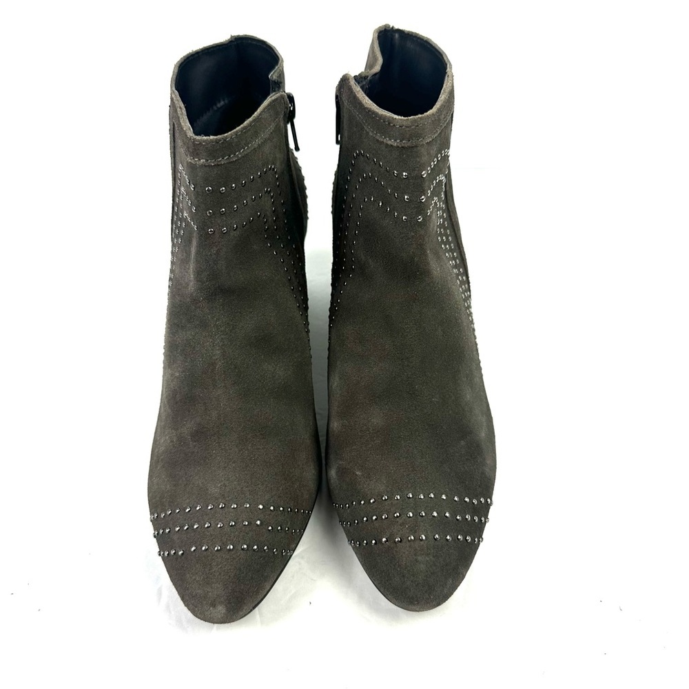 Diba Ankle Boots 9 Gray Studded Suede Leather Slip On Bootie Womens New - Picture 2 of 12
